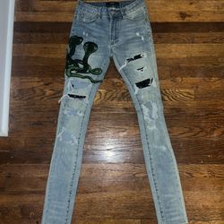 Amiri Blue Snake Jeans Size 28 No Trades