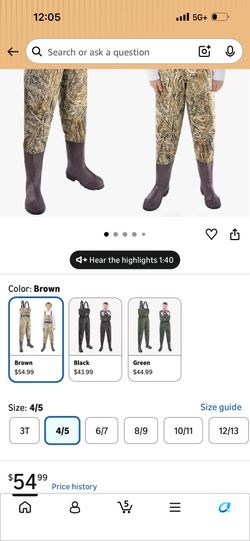 Trudave Chest Waders for Kids with Boots, Waterproof Youth Waiters for Children, Lightweight Waders for Fishing & Hunting