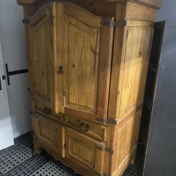 Vintage Wooden Cabinet or TV Stand With Doors And Dresser Drawer 