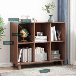 6-Cube Walnut Bookcase with Legs