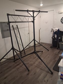 Portable truss lighting system for mobile DJs or stage setups.
