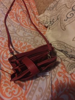 Red purse and brown