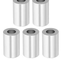 PATIKIL M10 Aluminum Spacers, 5 Pcs Metal Spacer Aluminum M10 X3/4"OD X1-1/16"L Aluminum Spacer Screw Standoff Round for 3/8" or M10 Screw Bolts, Silv