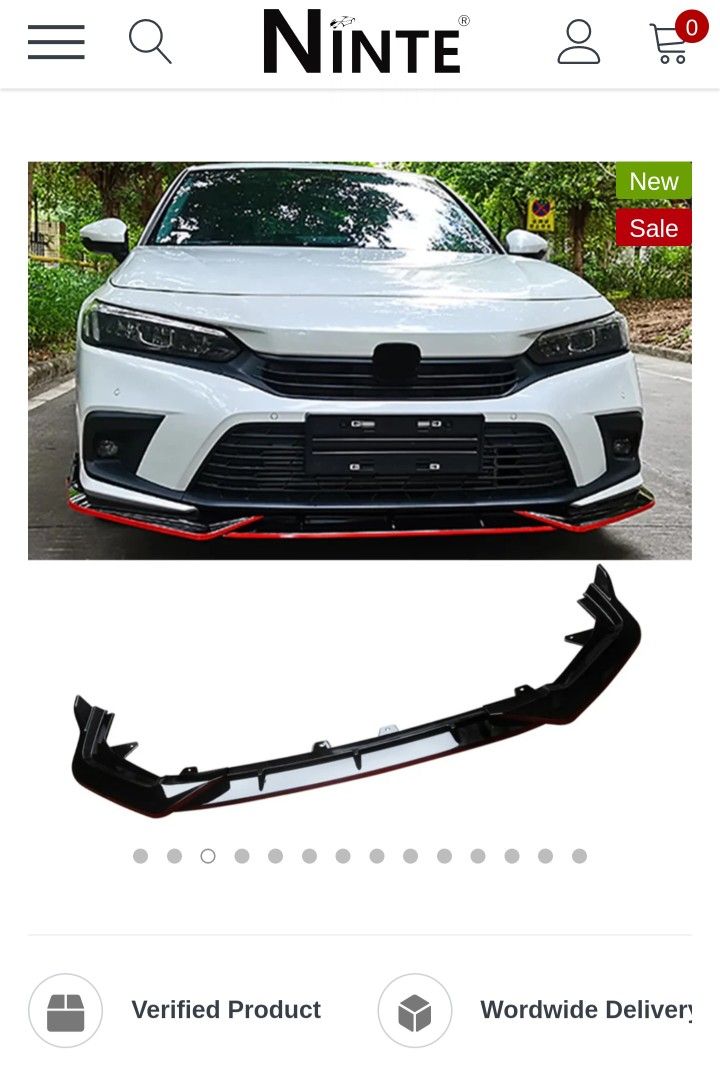 NINTE For 2022-2024 11th Honda Civic Front Lip ABS Front Bumper Splitter Body Spoiler