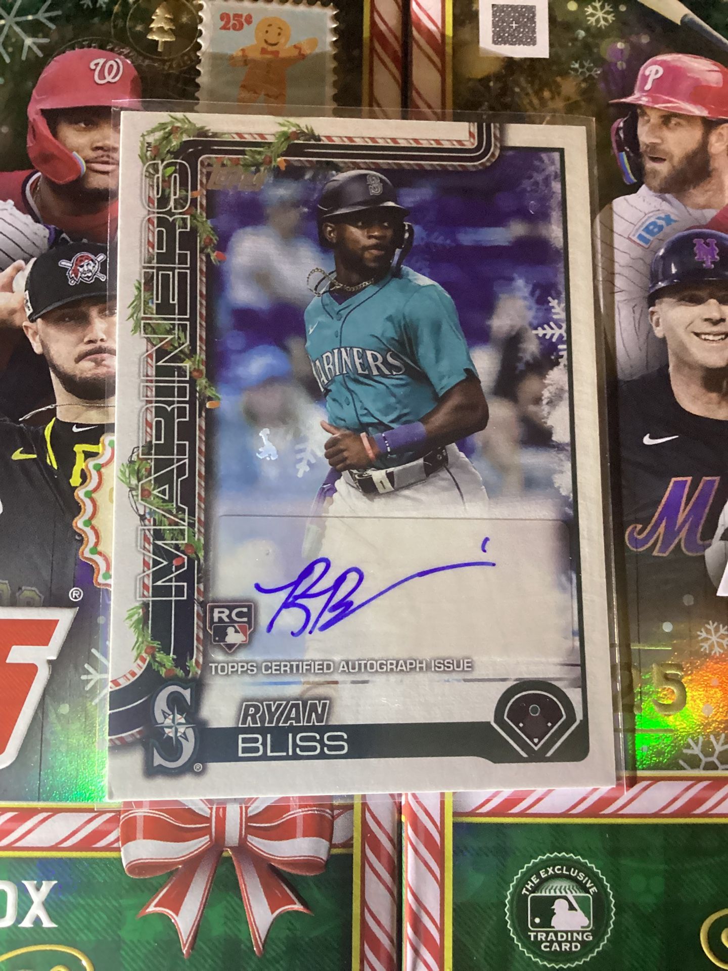 Topps Baseball Holiday 2025 Ryan Bliss Autograph Card Refractor 106/200