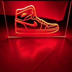 JORDAN SHOE LED NEON RED LIGHT SIGN 8x12