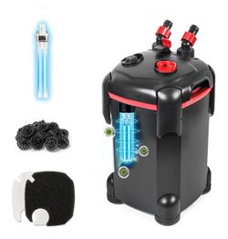 PONDFORSE Canister Filter, External Aquarium Filter Ultra-Quiet with Media Adjustable Flow Rate, Multiple Filtratio