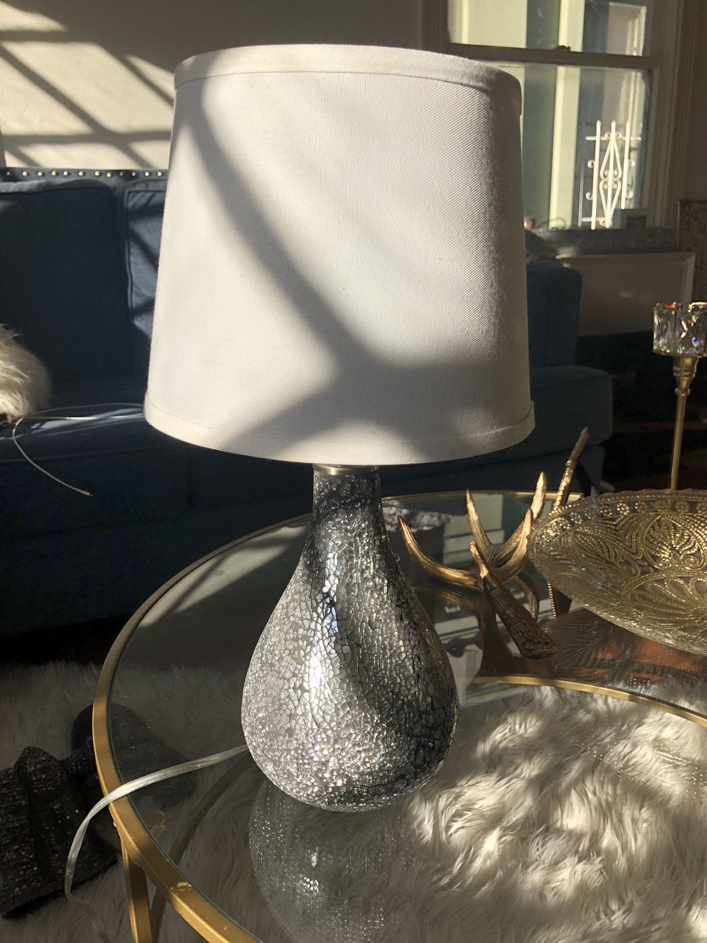 Silver crackle lamp