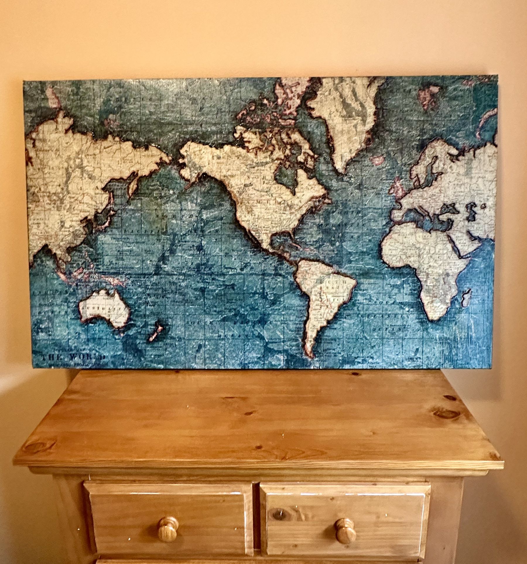Large World Map Canvas - 48”x30”