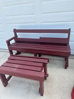 Folk Art Wood Bench / Table