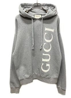 Gucci Grey Logo Gucci Unisex Hoodie Authentic