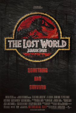 1997 JURASSIC PARK LOST WORLD 3D LENTICULAR THEATER MARQUEE POSTER (RARE)