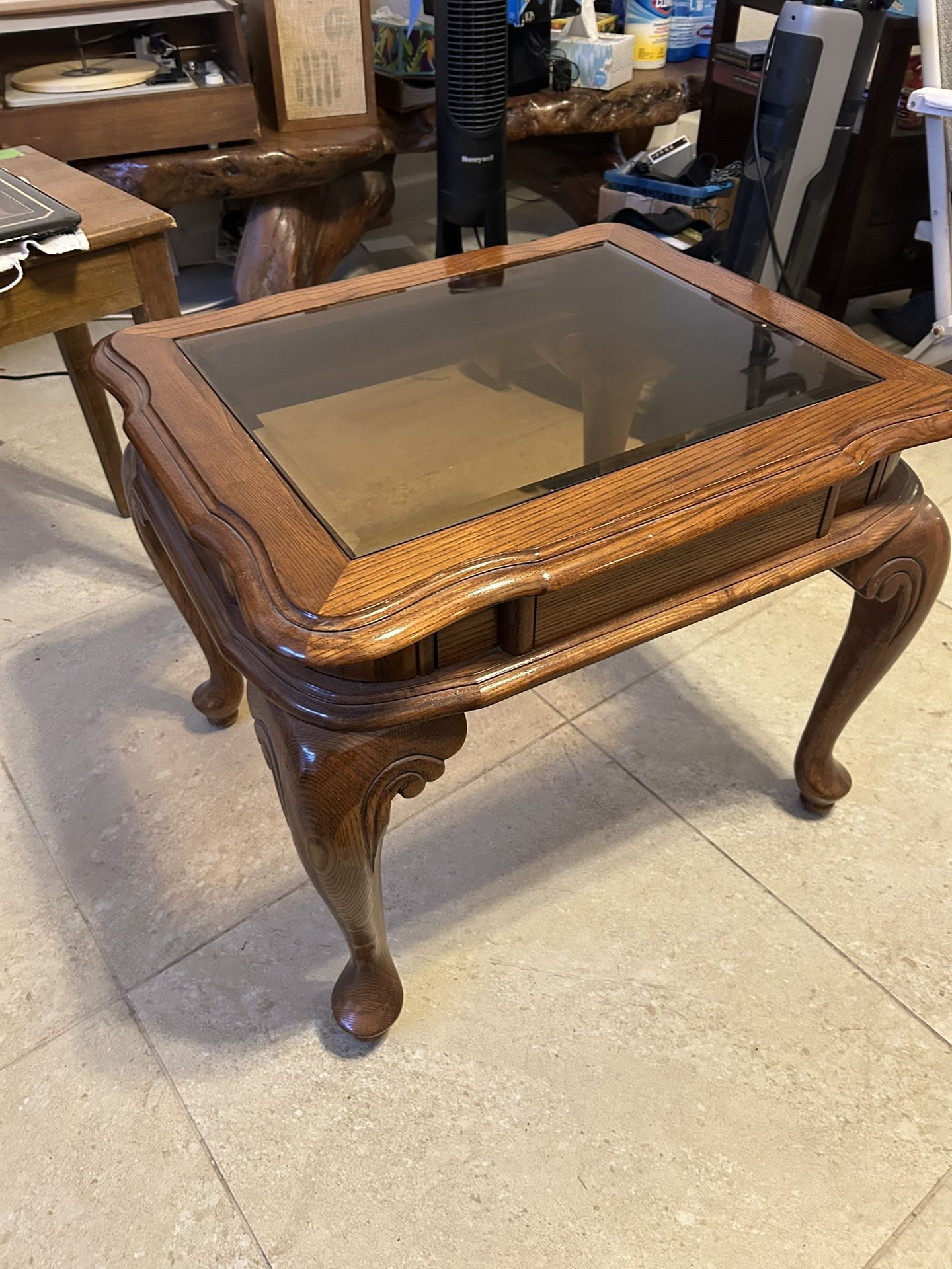 Wood/Glass End Table