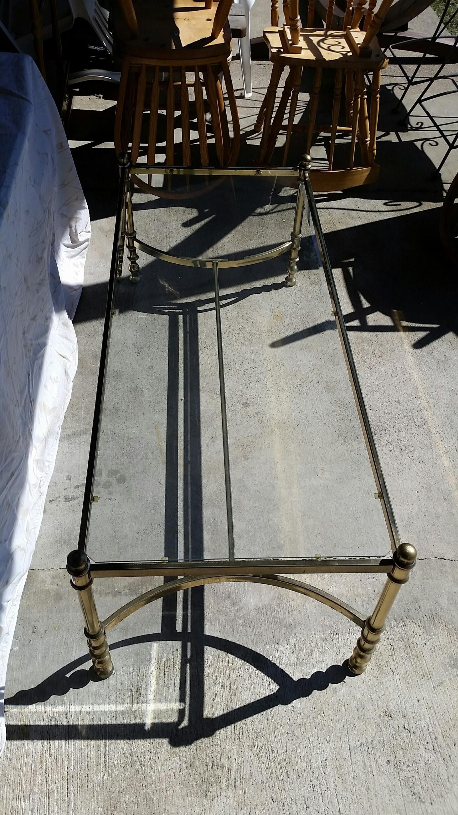 Glass/brass finish coffee table
