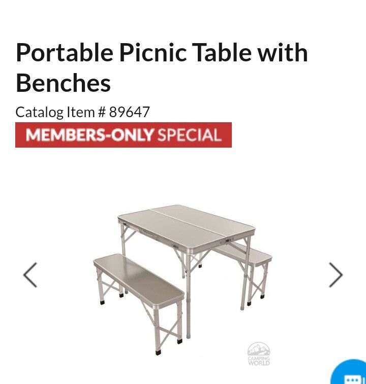 Roventuridge portable table w/benches