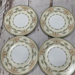 FOUR MEITO CHINA MADE IN JAPAN TRIANON DINNER PLATES BY NORITAKE