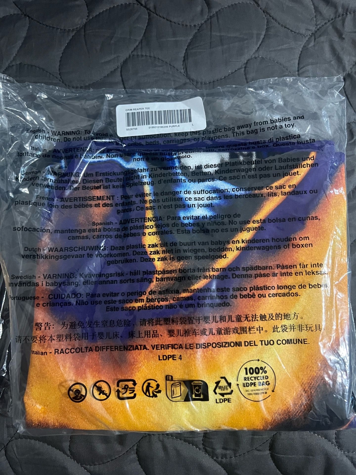 Supreme grim reaper t shirt purple size L