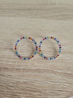 Rainbow Rhinestone Circle Studs