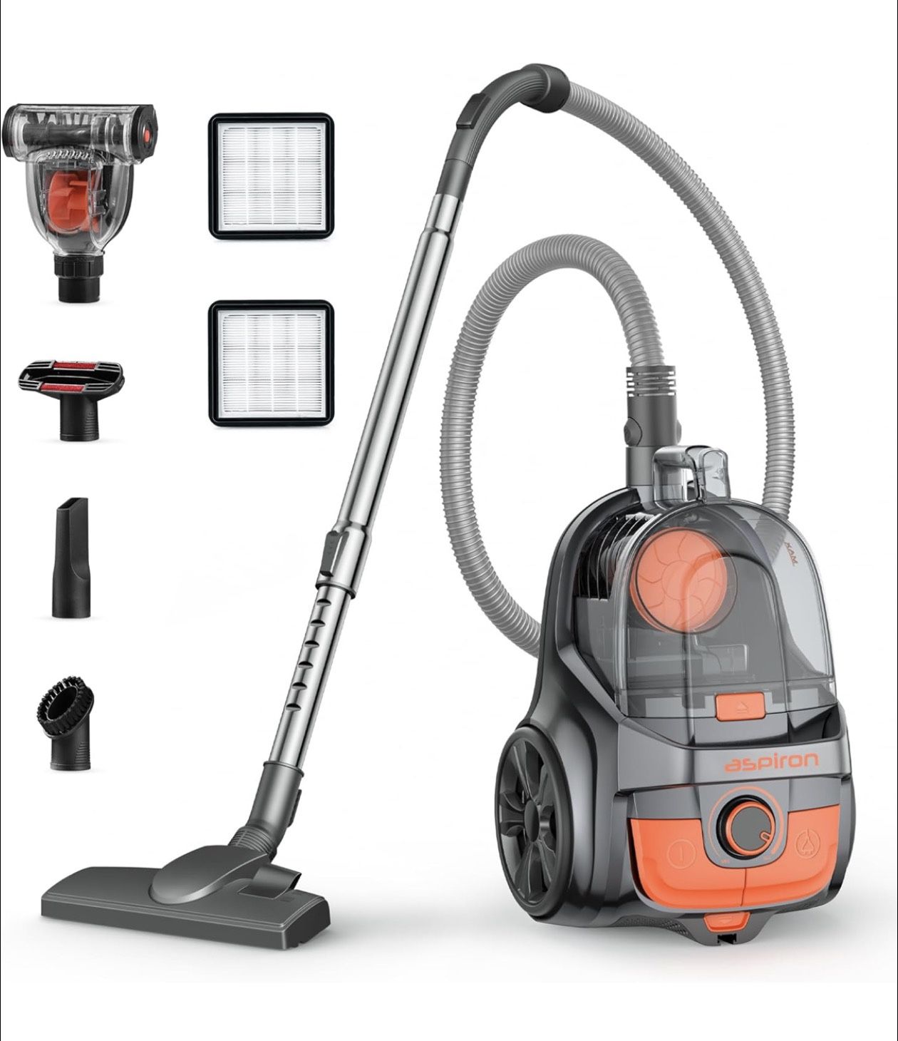 Aspiron Canister Vacuum Cleaner CA006 with Extra Set of Filter Accessories 