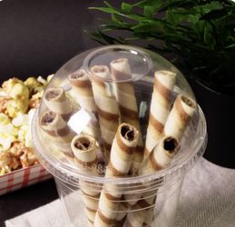 50 x Tapas Domo Transparente Sin Abertura Para Vasos 12-24oz