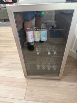 17.52 in. single Zone 130-Cans Beverage Cooler 3.2 cu. ft. Drink Fridge Mini Fridge in Stainless Steel