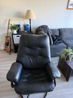 Leather reclining swivel chair