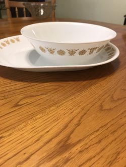 Corelle serving platter and bowl