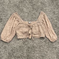 American Eagle Brown Lace Crop Top Size S