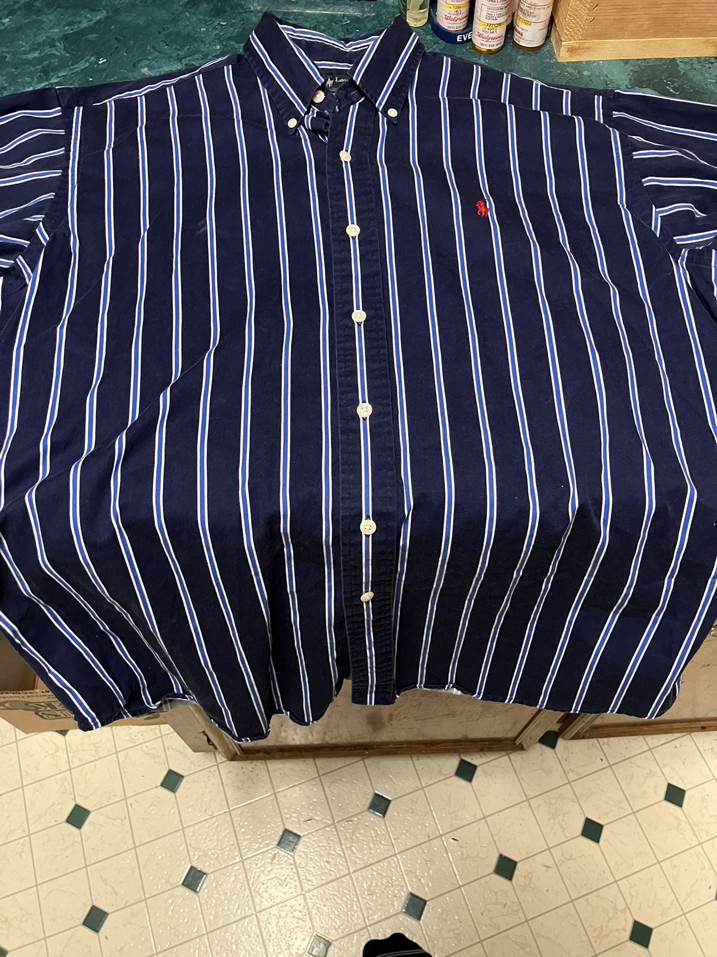 Vintage Ralph Lauren Medium Blaire 100% Cotton Button Down Blue/Red