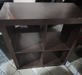 dark brown 4-cube open storage shelf