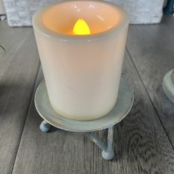 Hand Painted Metal Candle Holder With LED Candle