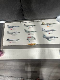 Vintage 1990 world’s Fastest Aircraft DHL airline CALENDAR POSTER 39”x 26” Lg