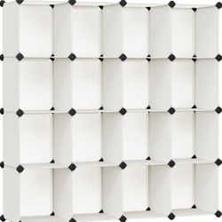 SONGMICS Cube Storage Organizer Closet Organizers Set of 16 Plastic Cubes - Cream White