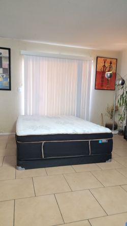 VERY NICE LIKE NEW QUEEN SIZE REVIVE1 MATTRESS AND BOXSPRING FOR SALE! IN EXCELLENT CONDITION, FREE DELIVERY
