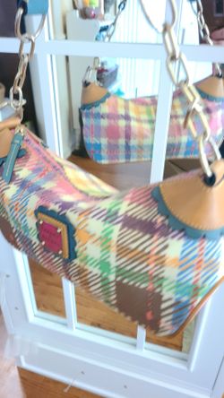Dooney & Bourke Rainbow Shoulder Bag Plaid Pastel Vintage Y2K