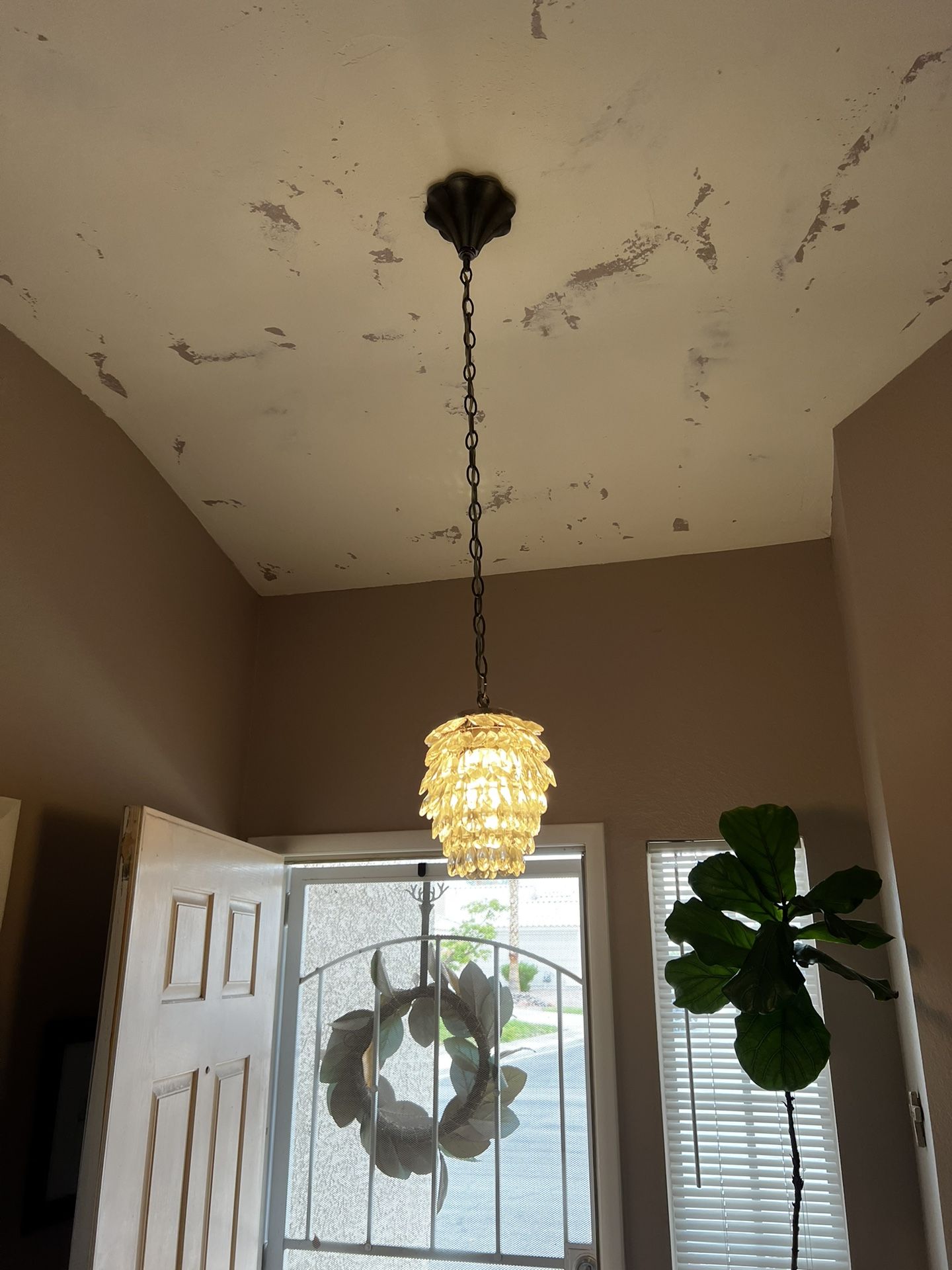 42” glass tiered chandelier