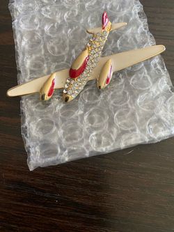 Rhinestone novelty antique plane pin