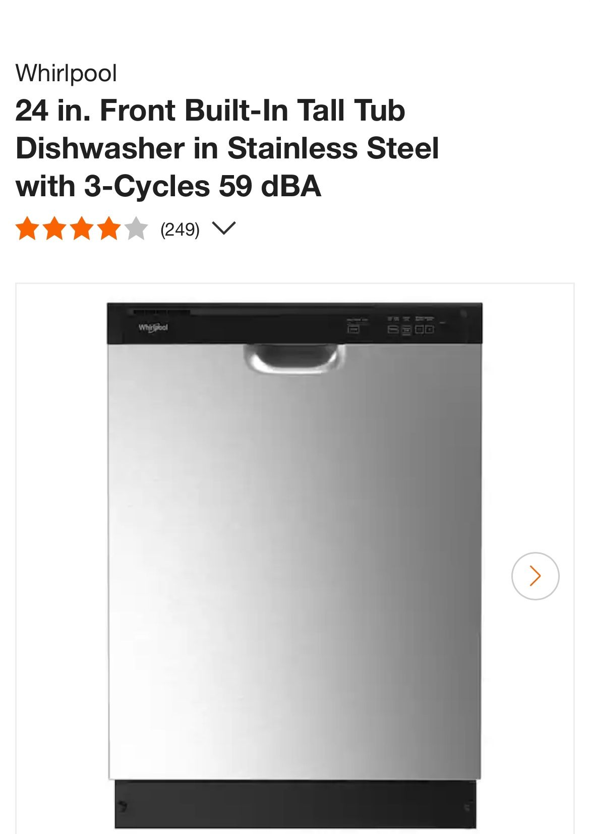 Whirlpool Dishwasher Model # WDF332PAMS