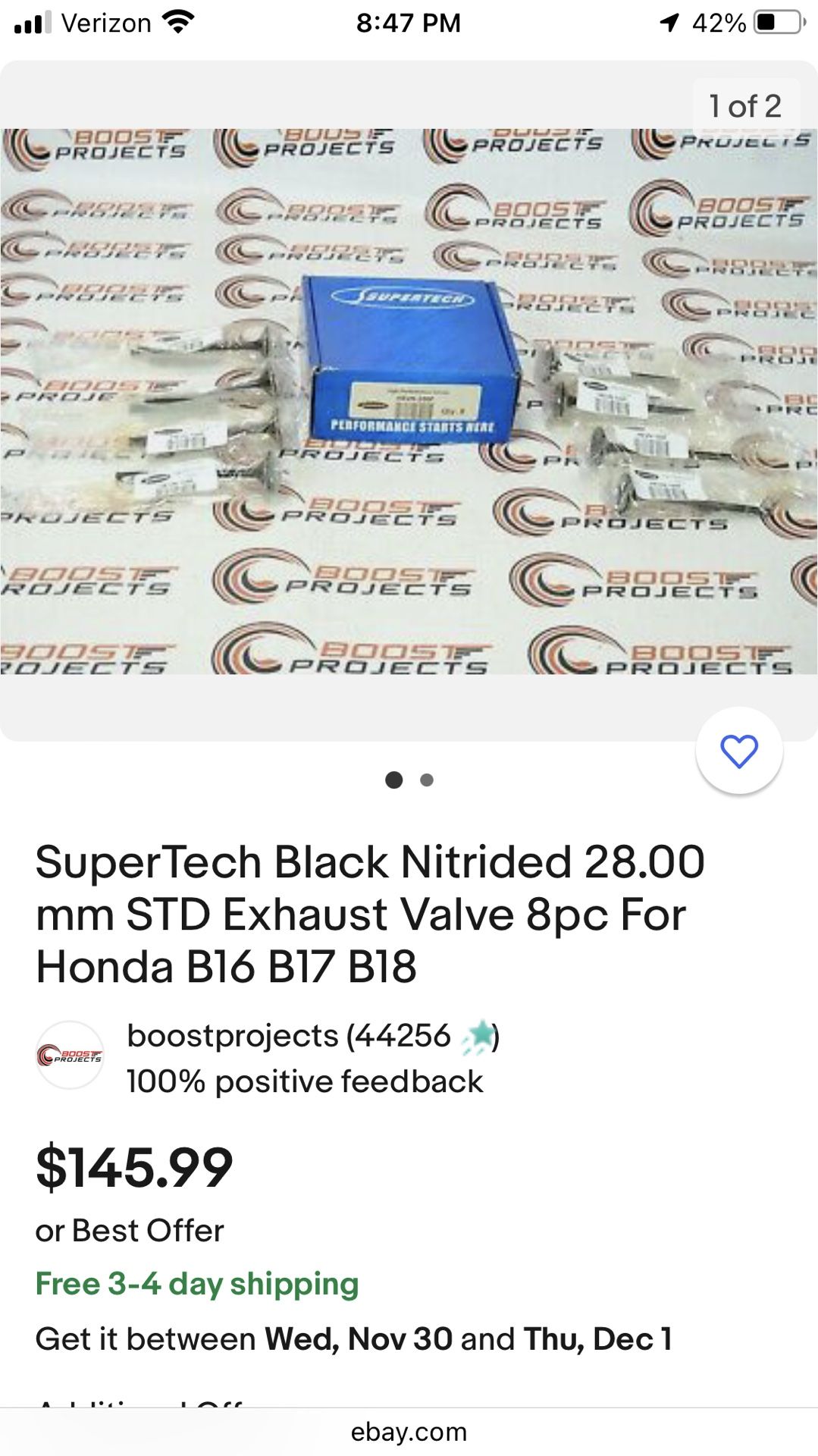 Supertech Black Nitrided 28mm Std Exhaust Valve