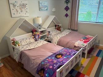 Wayfair Twin Bed Set with Shared Nightstand