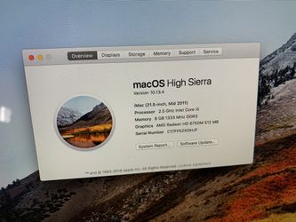 Apple IMac 21.5” Intel Core i5 2.5 Ghz, 8 GB Memory Ram, 500 GB Hard Drive/ Used/ Working