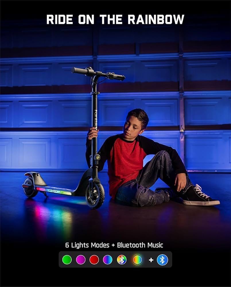 T10 Apex Electric Scooter for Kids 8-14, Adjustable Handlebar Height for Riders 4.3-5.6 ft, 132 lbs, Up to 40 mins Continuous Time, 3 Speed