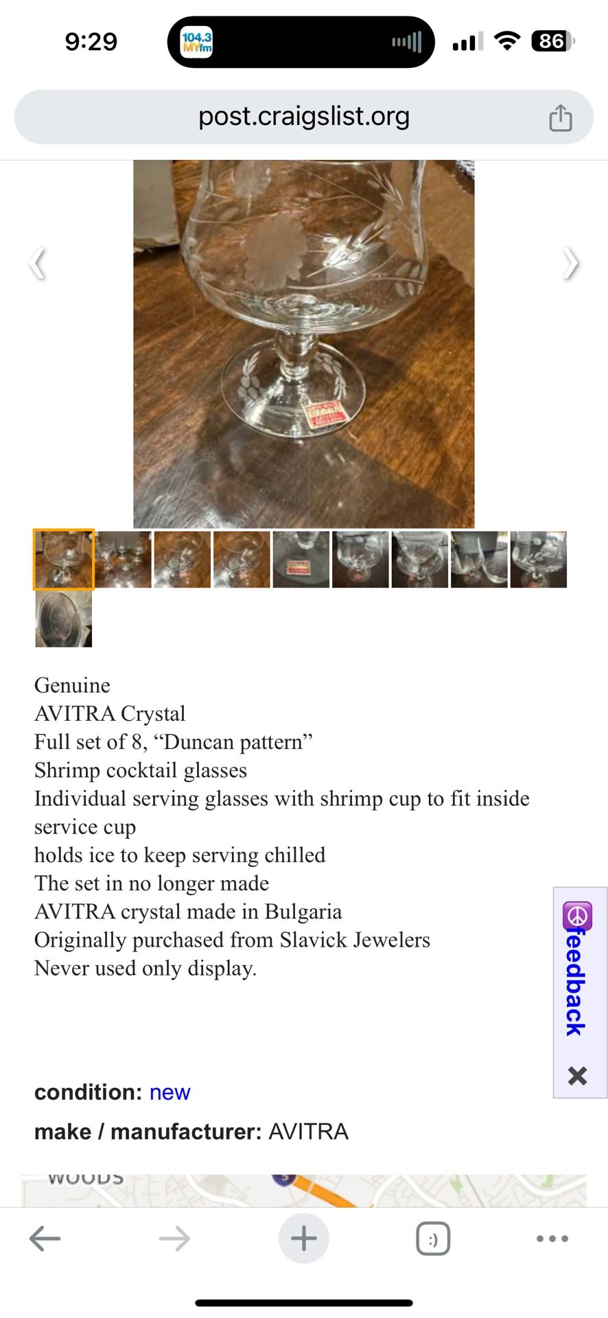 Avitra Cocktail/Shrimp Cocktail Crystal Glasses Reduced