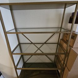 Glass + Gold Shelf Unit