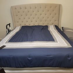 Upholstered Tufted Headboard king Bed Frame