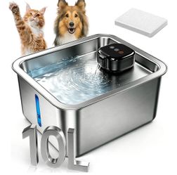 New 10L Wireless Stainless Steel Dog Water Fountain for Large Dogs