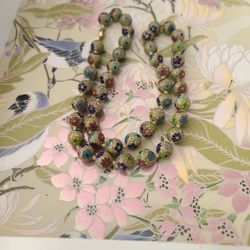 Antique  1940's Cloisonne Nevklace 30 inchs RARE,Beads a little smaller then a small marble .AVAILABLE 