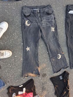 Dark Wash Celestial Embroidered Jeans
