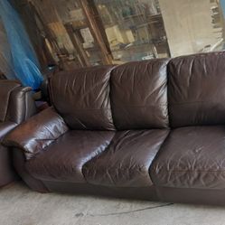 Leather Sofa And Chair Set 