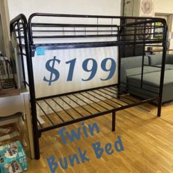 Black Metal Twin Over Twin Bunk Bed